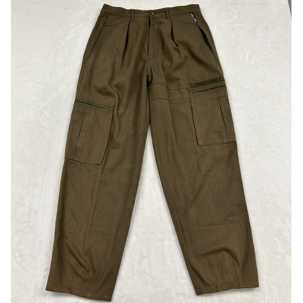 Cotler Cargo Pants Mens 33 Brown Pleated Multi Pocket Utility Streetwear Vintage